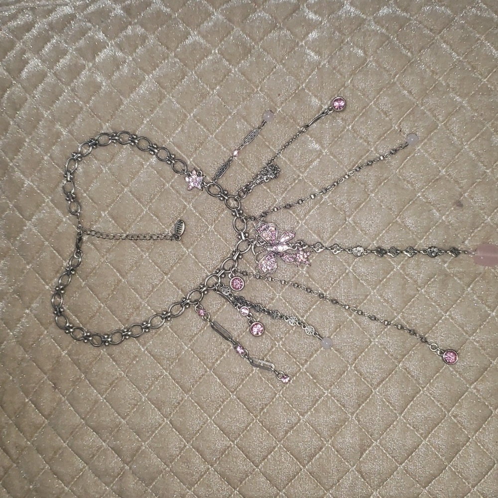 PILGRIM Butterfly Rhinestone Danish Design Necklace Silver